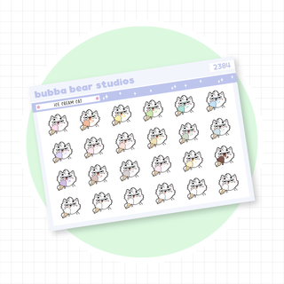 Ice Cream Cat Quarter Sheet Bubba Bear Studios Ice Cream Cat Stickers