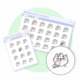 Ice Cream Cat Buy Both Sizes (Set of 2) Bubba Bear Studios Ice Cream Cat Stickers