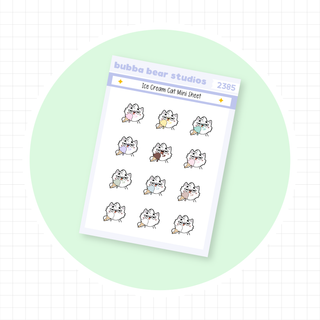 Ice Cream Cat Mini Sheet Bubba Bear Studios Ice Cream Cat Stickers