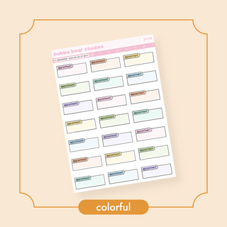 Appointment Highlight Bullet Box Standard Colorful Bubba Bear Studios Appointment Highlight Bullet Box Stickers