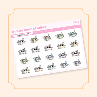 Overworked Beans Quarter Sheet Colorful Bubba Bear Studios Overworked Beans Stickers