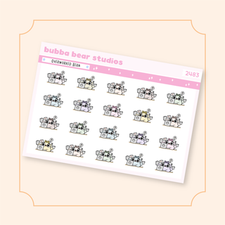 Overworked Beans Quarter Sheet Muted Bubba Bear Studios Overworked Beans Stickers