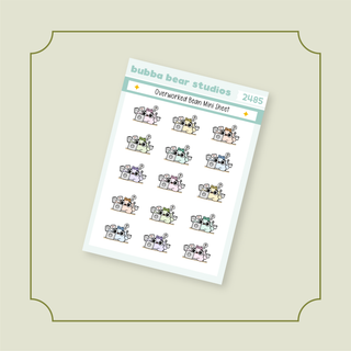 Overworked Beans Mini Sheet Colorful Bubba Bear Studios Overworked Beans Stickers