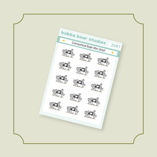 Overworked Beans Mini Sheet Minimal Bubba Bear Studios Overworked Beans Stickers