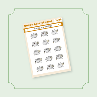 Burnout Bear Mini Sheet Bubba Bear Studios Burnout Bear Stickers