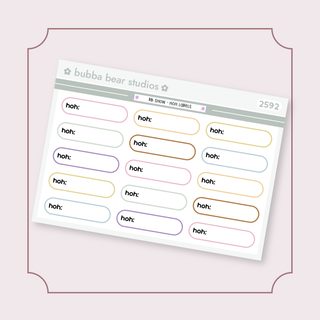 BB Show - HOH Labels Standard Muted Bubba Bear Studios BB Show - HOH Labels Stickers