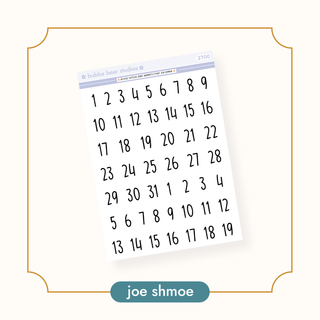 Arched Vertical - Date Numbers Joe Shmoe Bubba Bear Studios Arched Vertical - Date Numbers Stickers