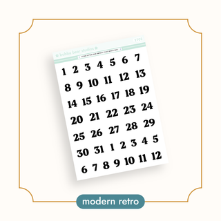 Arched Vertical - Date Numbers Modern Retro Bubba Bear Studios Arched Vertical - Date Numbers Stickers