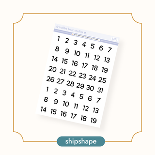 Arched Vertical - Date Numbers Shipshape Bubba Bear Studios Arched Vertical - Date Numbers Stickers