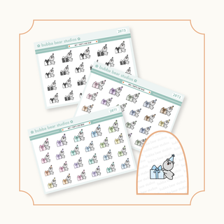 Gift + Party Hat Bear Standard Buy All (Set of 3) Bubba Bear Studios Gift + Party Hat Bear Stickers