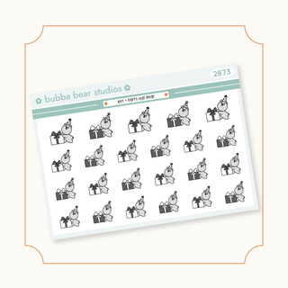 Gift + Party Hat Bear Standard Minimal Bubba Bear Studios Gift + Party Hat Bear Stickers