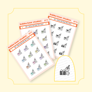 Gift + Party Hat Bear Mini Buy All (Set of 3) Bubba Bear Studios Gift + Party Hat Bear Stickers