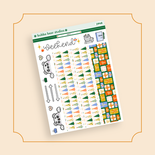 Hobonichi Cousin DAILY - Merry Page 3 - Washi + Doodles Bubba Bear Studios Hobonichi Cousin DAILY - Merry Stickers