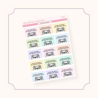 Selectively Social Quote Box Standard Colorful Bubba Bear Studios Selectively Social Quote Box Stickers