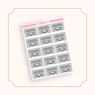 Selectively Social Quote Box Standard Grey Bubba Bear Studios Selectively Social Quote Box Stickers