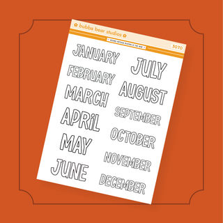 Arched Vertical - Months of the Year Bubba Bear Studios Arched Vertical - Months of the Year Stickers