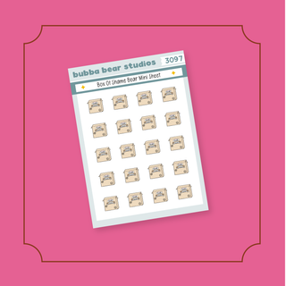 Box of Shame Bear Mini Sheet Bubba Bear Studios Box of Shame Bear Stickers