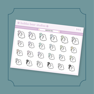 Question Boo Quarter Sheet Bubba Bear Studios Question Boo Stickers