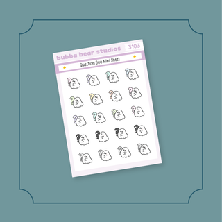 Question Boo Mini Sheet Bubba Bear Studios Question Boo Stickers
