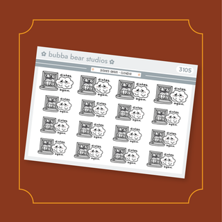 Dishes Again - Cloudia Quarter Sheet Bubba Bear Studios Dishes Again - Cloudia Stickers