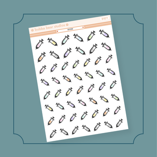 Syringe Half Sheet Bubba Bear Studios Syringe Stickers