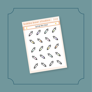 Syringe Mini Sheet Bubba Bear Studios Syringe Stickers