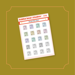 Receipt Mini Sheet Bubba Bear Studios Receipt Stickers