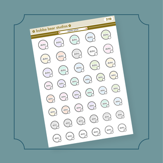 Dishes Circle Half Sheet Bubba Bear Studios Dishes Circle Stickers