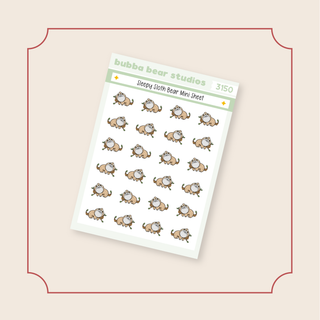 Sleepy Sloth Bears Mini Sheet Bubba Bear Studios Sleepy Sloth Bears Stickers