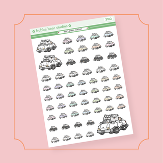 Bears Driving Together Half Sheet Bubba Bear Studios Bears Driving Together Stickers
