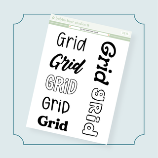 Grid Text Insert Cover Sticker Bubba Bear Studios Grid Text Insert Cover Sticker Stickers