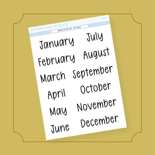 Months of the Year Stickers - Joe Shmoe Bubba Bear Studios Months of the Year Stickers - Joe Shmoe Stickers