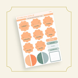 VERTICAL - Orange You Glad Its Summer BBS Planner - ARCHED VERTICAL ADD-ON - Starburst Bubba Bear Studios VERTICAL - Orange You Glad Its Summer Stickers
