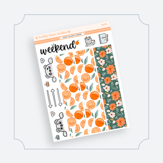 Hobonichi Cousin DAILY - Orange You Glad Its Summer Page 3 - Washi + Doodles Bubba Bear Studios Hobonichi Cousin DAILY - Orange You Glad Its Summer Stickers