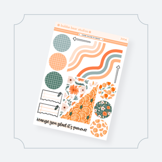 Hobonichi Cousin DAILY - Orange You Glad Its Summer Page 4 - Extras Bubba Bear Studios Hobonichi Cousin DAILY - Orange You Glad Its Summer Stickers