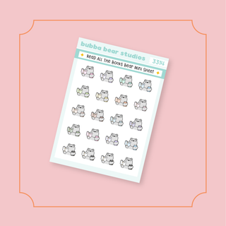 Read All The Books Bear Mini Sheet Bubba Bear Studios Read All The Books Bear Stickers