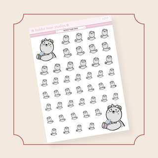 Getting Ready Bear Half Sheet Bubba Bear Studios Getting Ready Bear Stickers