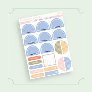 VERTICAL - Fresh As A Daisy BBS PLANNER - ARCHED VERTICAL ADD-ON - Framed Arch Bubba Bear Studios VERTICAL - Fresh As A Daisy Stickers