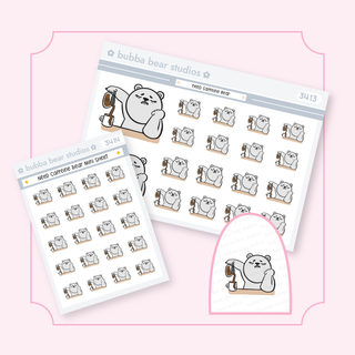 Need Caffeine Bear Buy All (Set of 2) Bubba Bear Studios Need Caffeine Bear Stickers