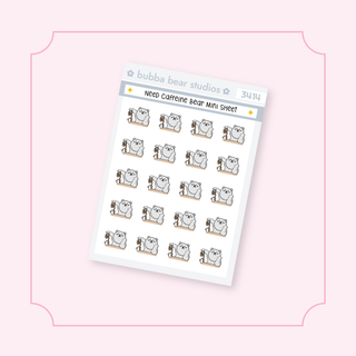 Need Caffeine Bear Mini Sheet Bubba Bear Studios Need Caffeine Bear Stickers