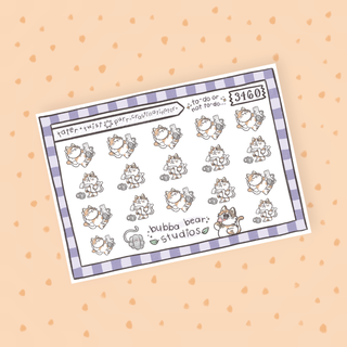 Tater + Twist || Purr-crastinator Bubba Bear Studios Tater + Twist || Purr-crastinator Stickers