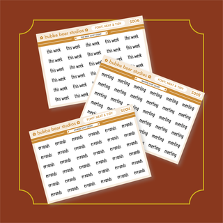 Neat and Tidy Scripts Bubba Bear Studios Neat and Tidy Scripts Stickers