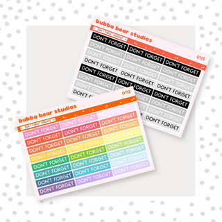 Don't Forget Headers Buy All (Set of 2) Bubba Bear Studios Don't Forget Headers