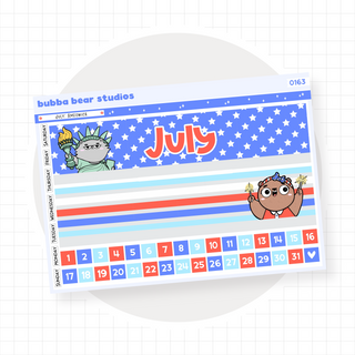 Vertical - July - Ameowica Page I - Month Cover & Date Numbers Bubba Bear Studios Vertical - July - Ameowica