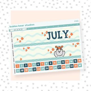 Vertical - July - By The Sea Page I - Month Cover & Date Numbers Bubba Bear Studios Vertical - July - By The Sea