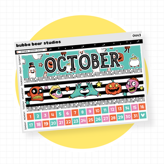 Vertical - October - Spooky Cuties Page I - Month Cover & Date Numbers Bubba Bear Studios Vertical - October - Spooky Cuties