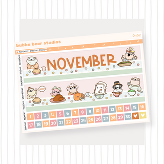 Vertical - November - Stretchy Pants Page I - Month Cover & Date Numbers Bubba Bear Studios Vertical - November - Stretchy Pants