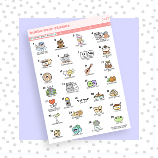 February Wacky Holidays Wacky Holidays - With Words Bubba Bear Studios February Wacky Holidays