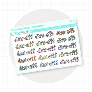Day Off Doodle Text Colorful Bubba Bear Studios Day Off Doodle Text