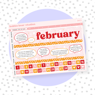 Vertical - February - Pick Up Lines Page I - Month Cover & Date Numbers Bubba Bear Studios Vertical - February - Pick Up Lines